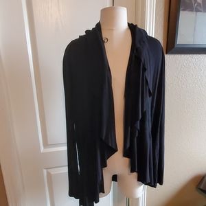 Soma Waterfall Open Cardigan Drapey Black Lace